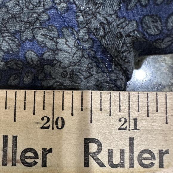 paperdenim&cloth Shirt Mens L Blue Floral Short Sleeve Button Down Slim Fit HOLE - Picture 6 of 7